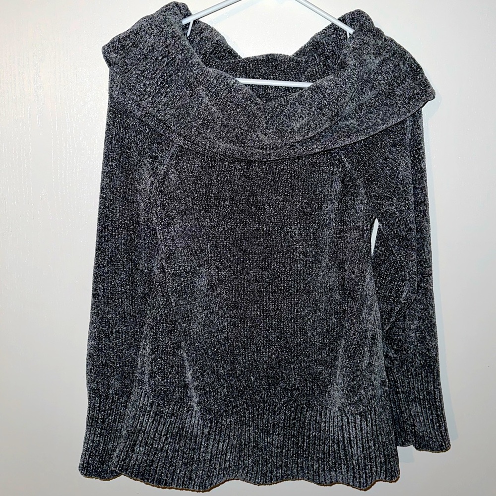 White House Black Market Womens Gray Cowl Neck Pullover Sweater Size LP (Petite)